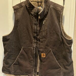 Carhartt V33 men XL brown canvas Sherpa vest
